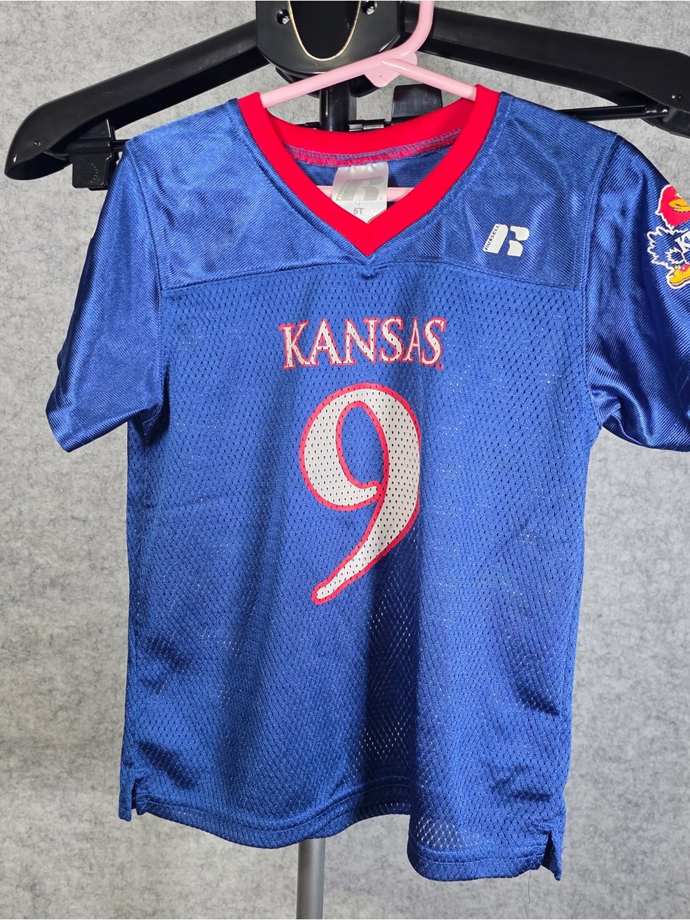 Russell Athletic Kids Blue Jersey with Red Trim Kansas University Jayhawks #9 5T